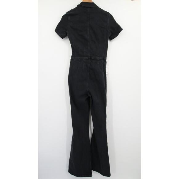 Free People We The Free Jayde Flare Jumpsuit Black Mamba NWT Denim Size S - Picture 11 of 11